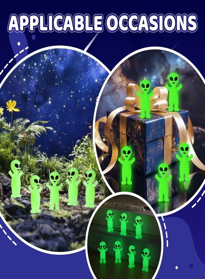 Seematn 25 Pcs Luminous Mini Alien Figure 3I/Atlas Raise Your Hands Little Alien Statue Glow in Dark for Hide and Seek Cake Toppers Goodie Decor Bag Fillers Space Party Gifts - Image 5